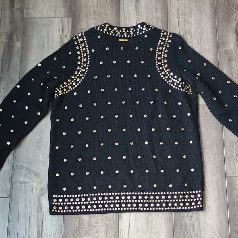Studded Black and Gold Women's Sweater - Picture 6 of 7